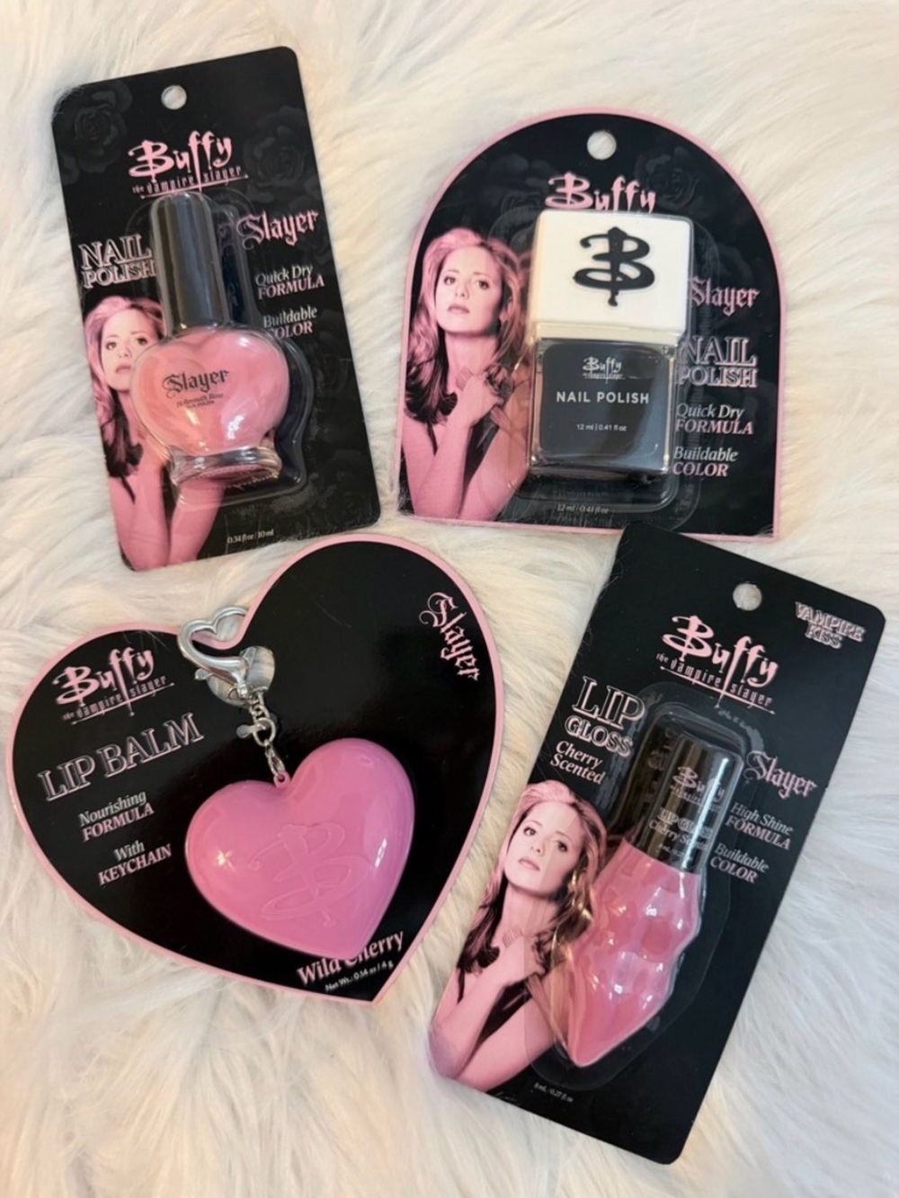 New! Buffy The Vampire Slayer Lip Balm Keychain Lip Gloss and Nail Polishes Set